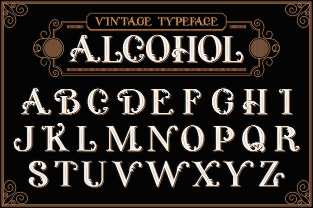 Alfabeto vintage com composição de texto