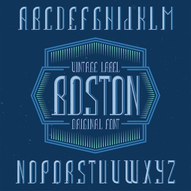 Vetor grátis alfabeto vintage e tipo de letra de rótulo chamado boston.