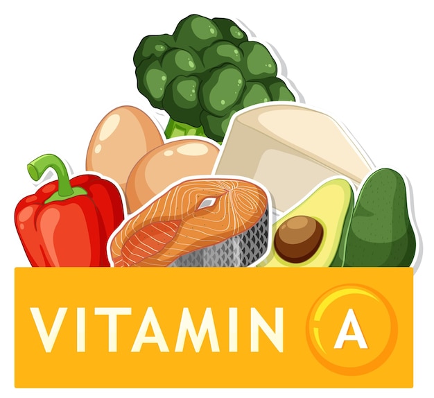Vetor grátis alimentos saudáveis contendo vitamina a para uma dieta balanceada