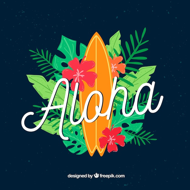 Vetor grátis aloha surfboard background