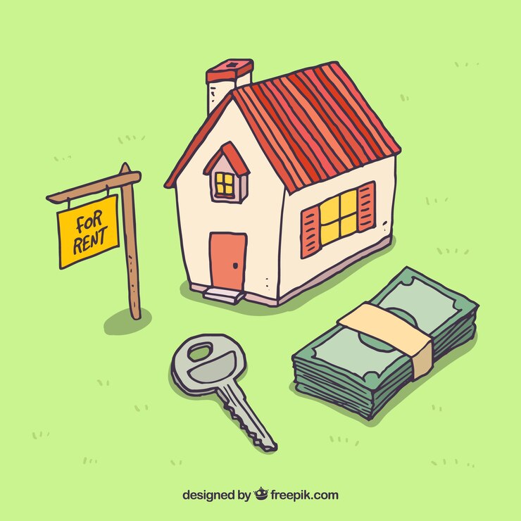 Vetor grátis alugando um fundo de casa