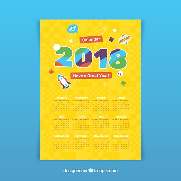 Amarelo 2018 calendário