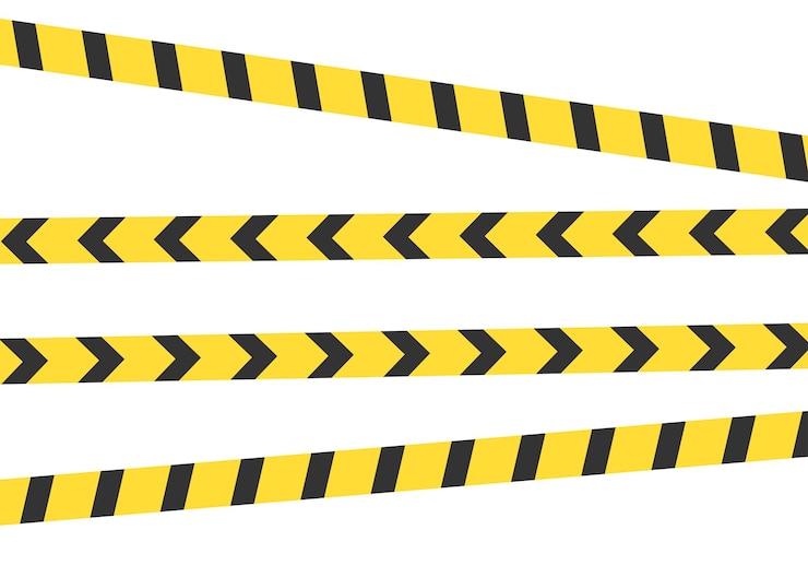 Vetor grátis amarelo cuidado, aviso, atenção, sinal, fita, construção, símbolo, fita, polícia, ilustração vetorial