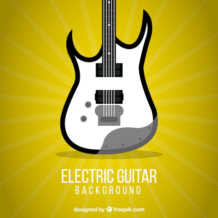 Vetor grátis amarelo fundo guitarra elétrica