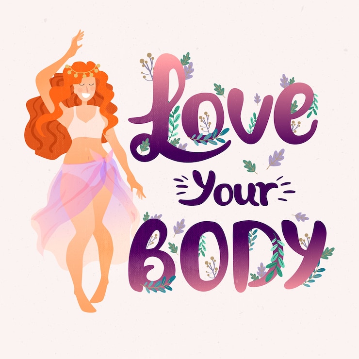 Vetor grátis ame sua mensagem feminina do corpo