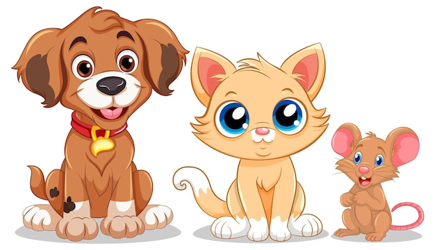 desenhos animados gatos e cachorros personagens de animais 2136026 Vetor no  Vecteezy