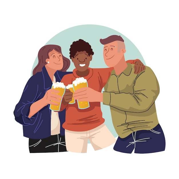Amigos brindando juntos
