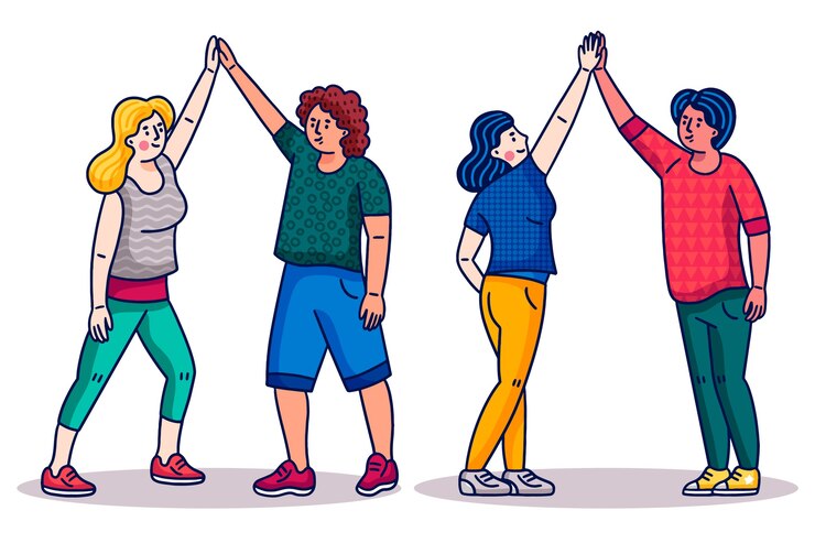 Vetor grátis amigos dos desenhos animados, dando mais cinco