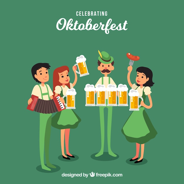 Vetor grátis amigos felizes comemorando o oktoberfest