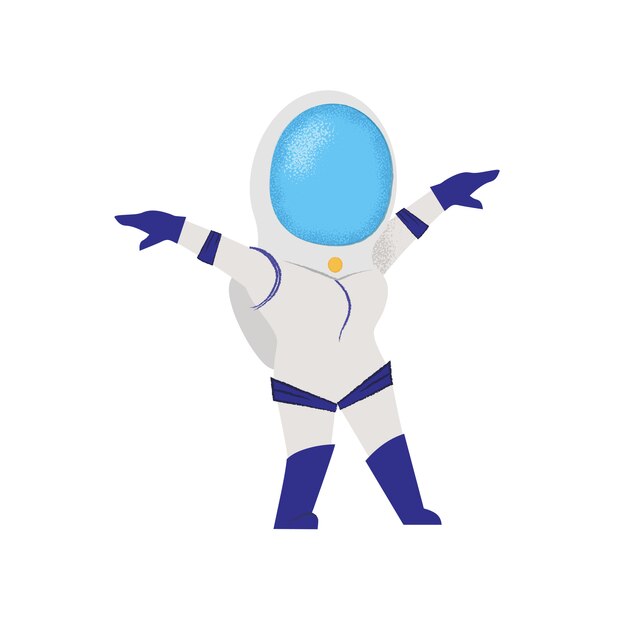 Andando astronauta feminina. Gravidade, explorador, missão