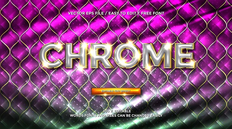 Vetor grátis animação de efeito de texto de renderização 3d chrome gold