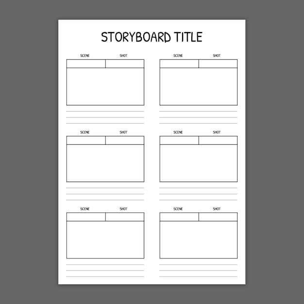 Animação de grade simples storyboard de 6 quadros