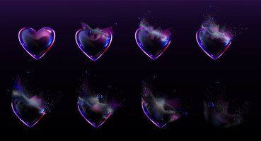 Animação de sprites em forma de coração de bolhas de sabão