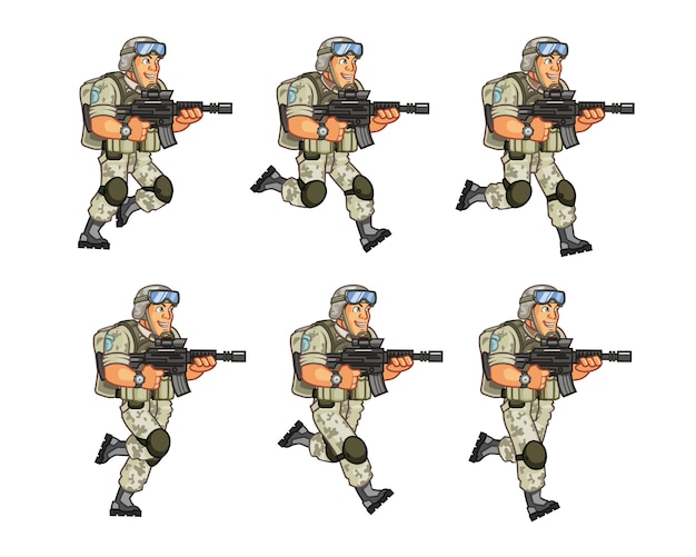 Animação do personagem do jogo do soldado