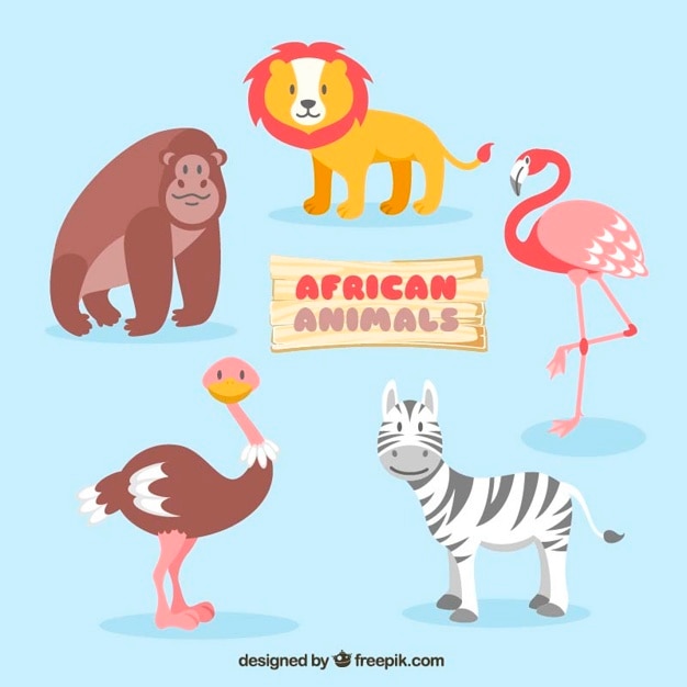 Vetor grátis animais africanos agradáveis