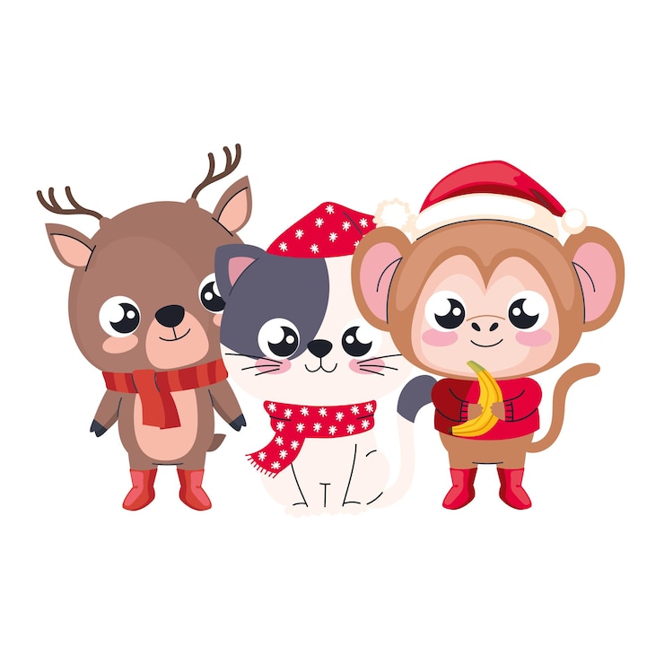 Vetor grátis animais bonitos de natal