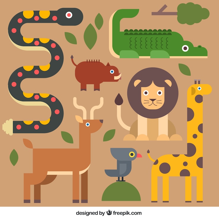 Vetor grátis animais bonitos no design plano