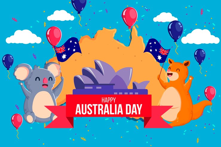 Vetor grátis animais fofos comemorando o dia da austrália