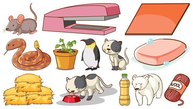 Vetor grátis animais fofos e outros objetos