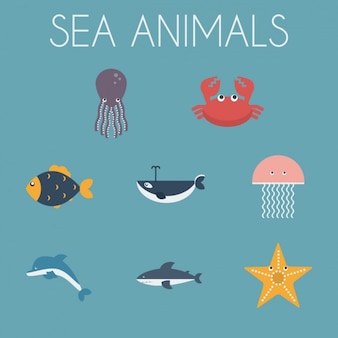 Animais marinhos ícones coleção