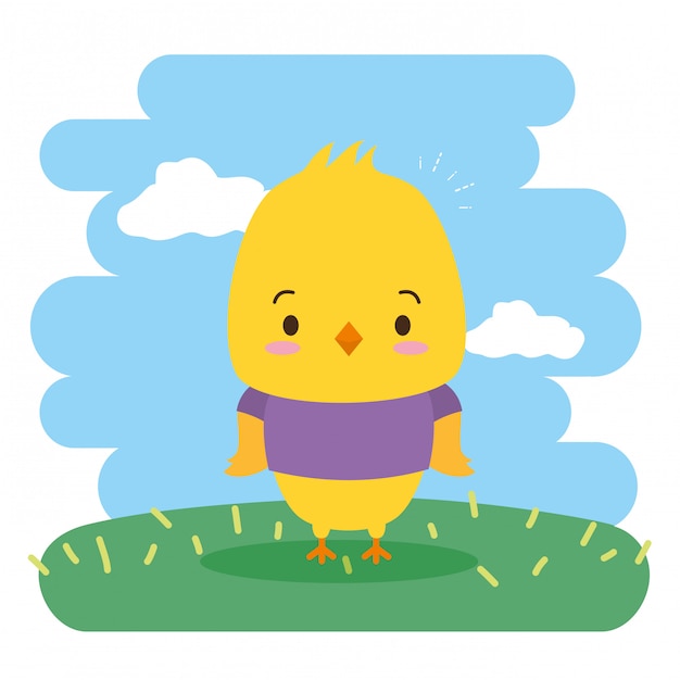 Vetor grátis animal bonito de galinha, desenhos animados e estilo simples, ilustração