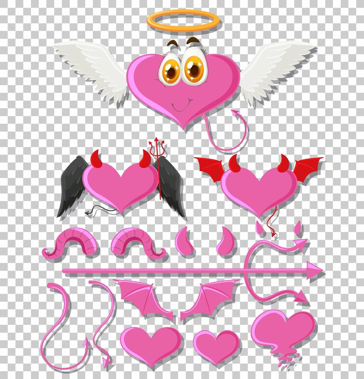 Vetor grátis anjo de coração rosa em fundo transparente