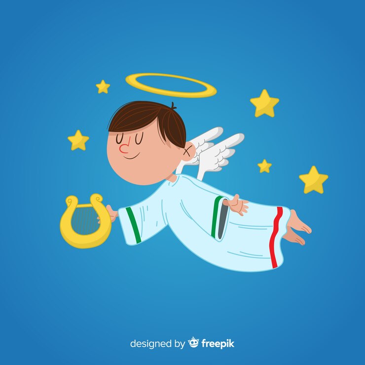 Vetor grátis anjo de natal na mão desenhada