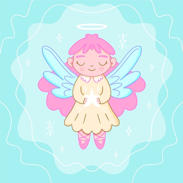 Anjo de vista frontal com asas violeta feliz Natal