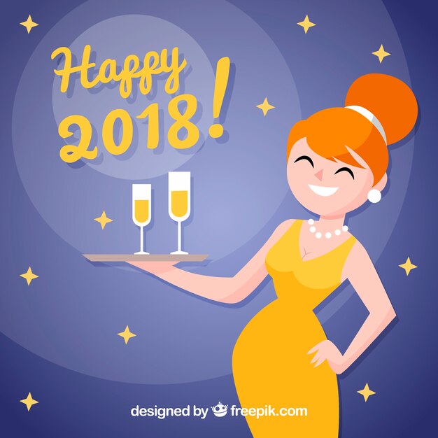 Vetor grátis ano novo 2018 background de celebração