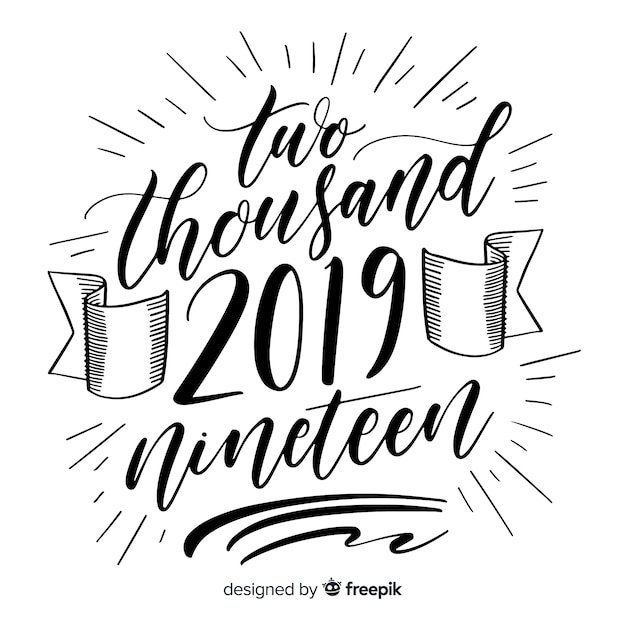Vetor grátis ano novo, 2019, lettering