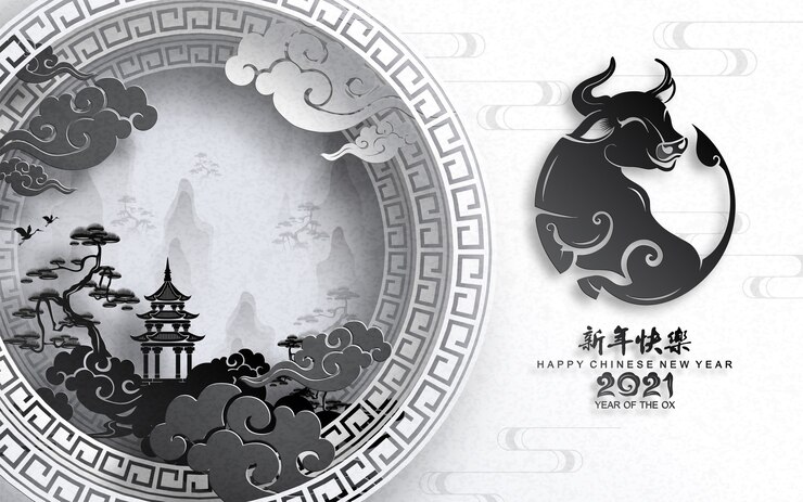 Ano novo chinês do boi com estilo artesanal