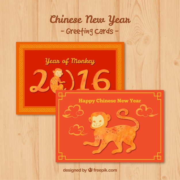 Vetor grátis ano novo chinês pacote de cartões