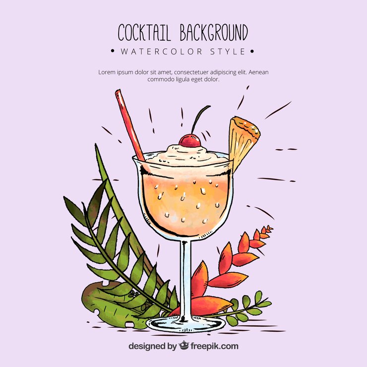Vetor grátis antecedentes do delicioso cocktail desenhado à mão
