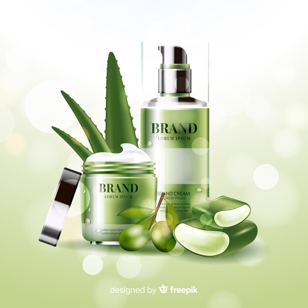 Anúncio cosmético de aloe vera realista