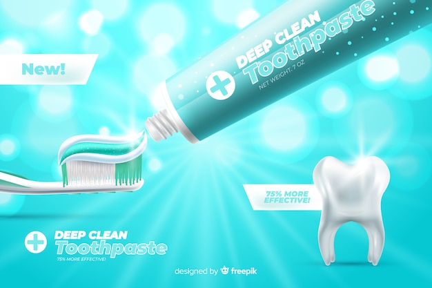 Anúncio de cartaz de creme dental fresco realista