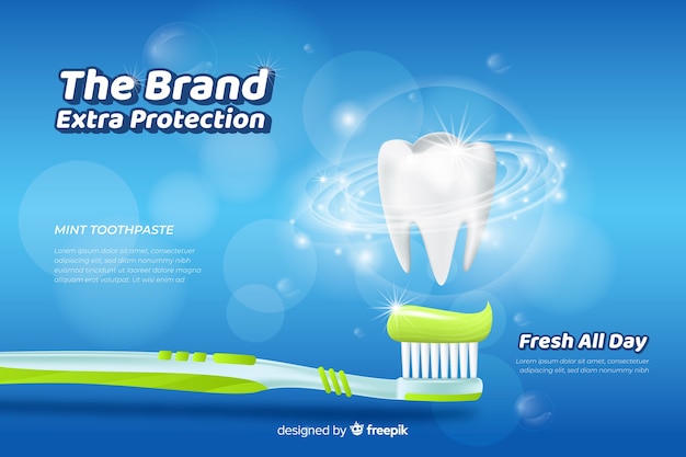 Anúncio de cartaz de creme dental fresco realista