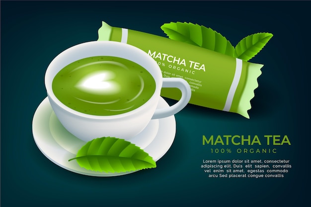 Vetor grátis anúncio de chá matcha estilo realista