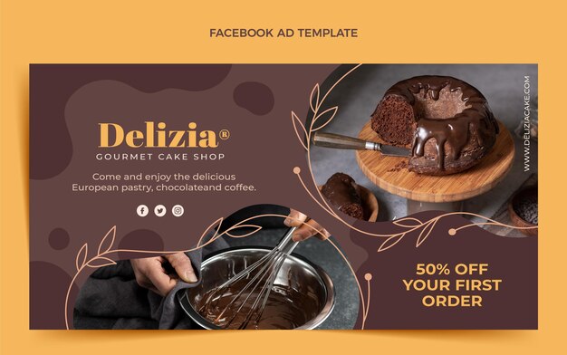 Anúncio de comida no Facebook de design plano