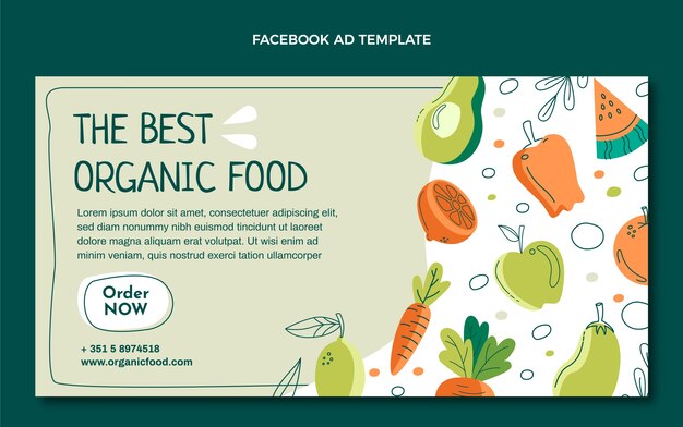 Anúncio de comida no Facebook de design plano