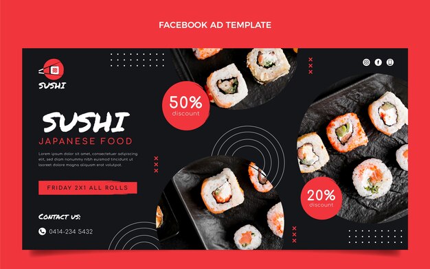 Anúncio de comida no Facebook de design plano