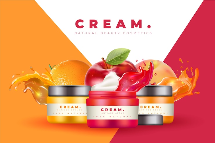 Vetor grátis anúncio de creme cosmético colorido