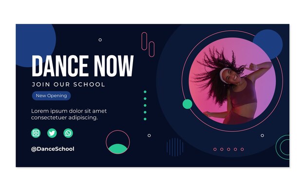 Anúncio de facebook de escola de dança desenhado à mão