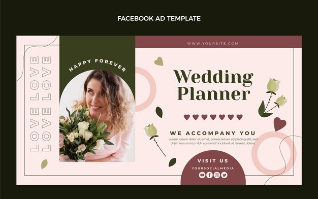 Anúncio de facebook de planejador de casamento de design plano