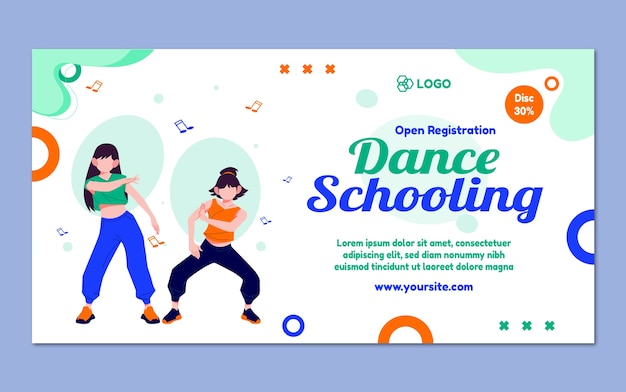 Vetor grátis anúncio de facebook plano desenhado à mão de escola de dança