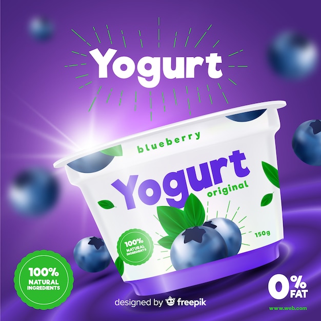 Vetor grátis anúncio de iogurte