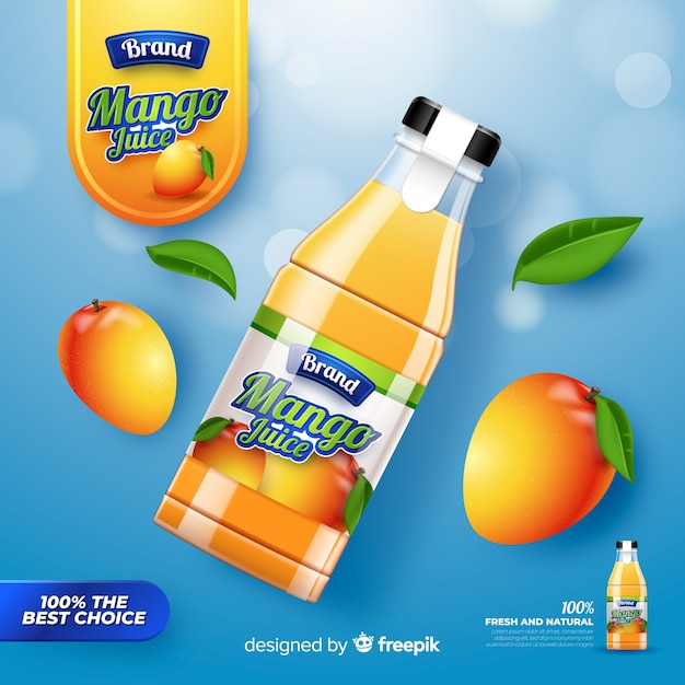 Anúncio de suco de manga realista
