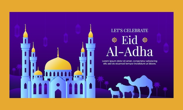 Vetor grátis anúncio do facebook gradiente eid al-adha