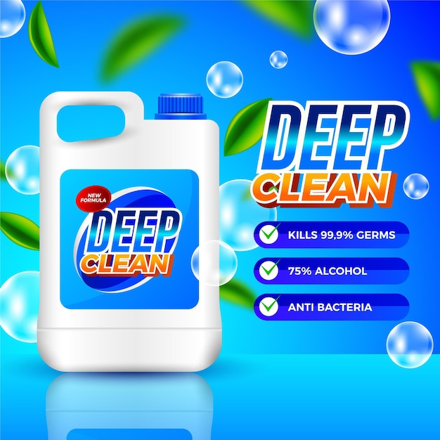 Vetor grátis anúncio realista de produtos de limpeza
