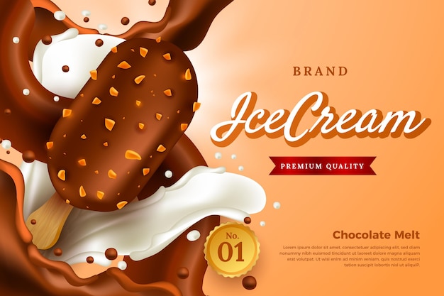 Vetor grátis anúncio realista de sorvete premium