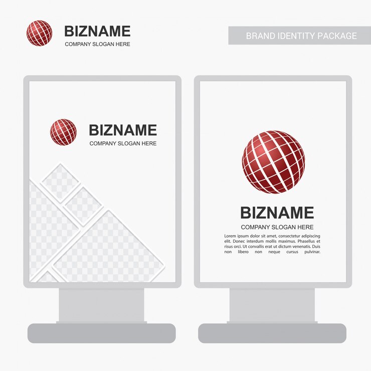 Vetor grátis anúncios da empresa banner design exclusivo com logotipo da bola